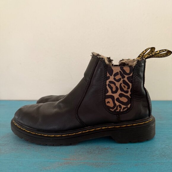 Dr. Martens Kids 2976 Leonore Y Boots Black Smooth Finish Leopard Size 3 - Picture 4 of 10